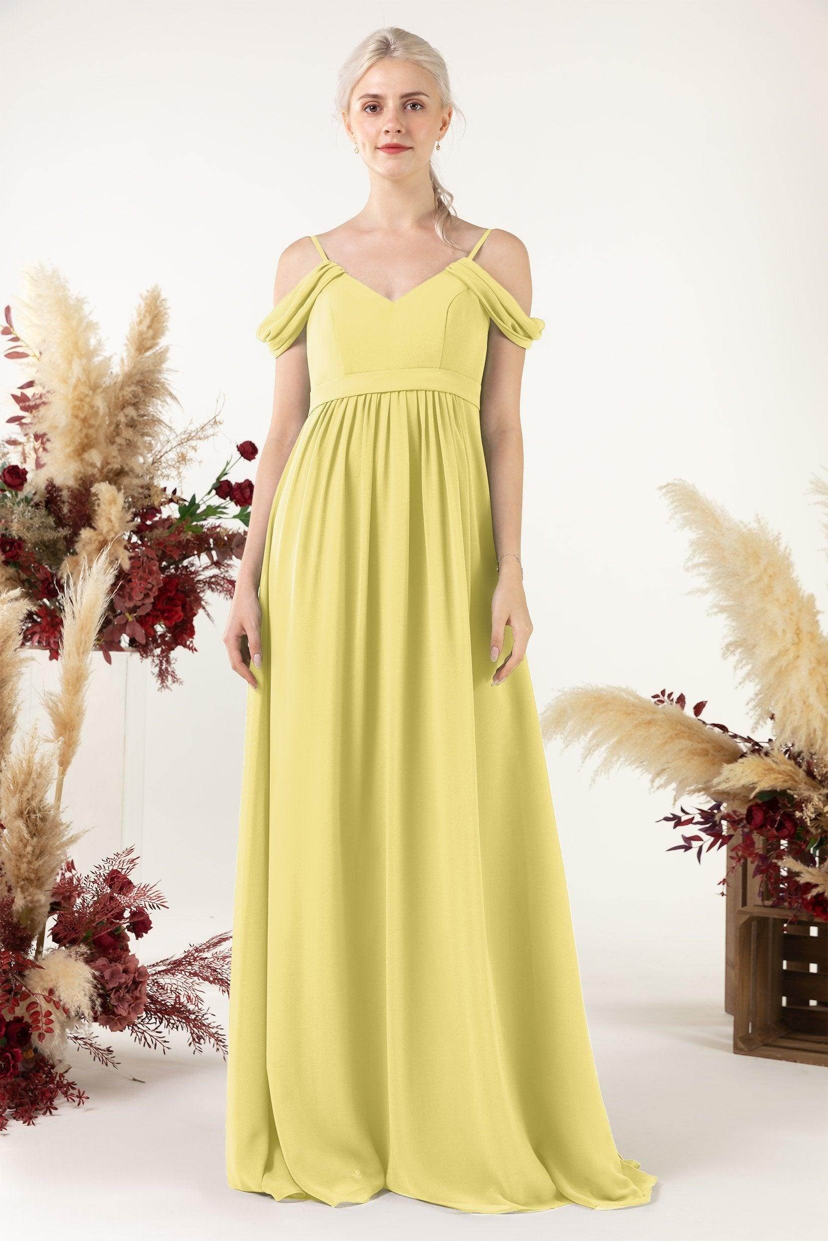 A-Line Floor Length Chiffon Bridesmaid Dress CB0476 - COCOMELODY